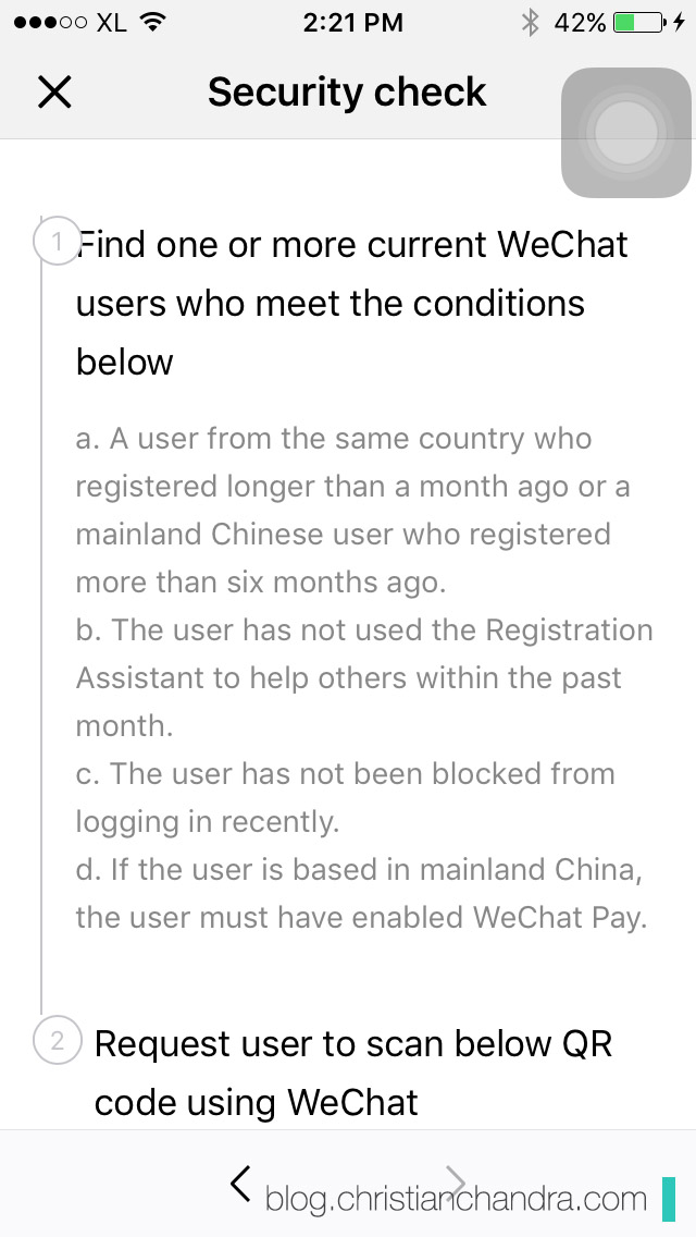 Tapi begitulah cara WeChat memproteksi dan mem-validasi penggunanya. 